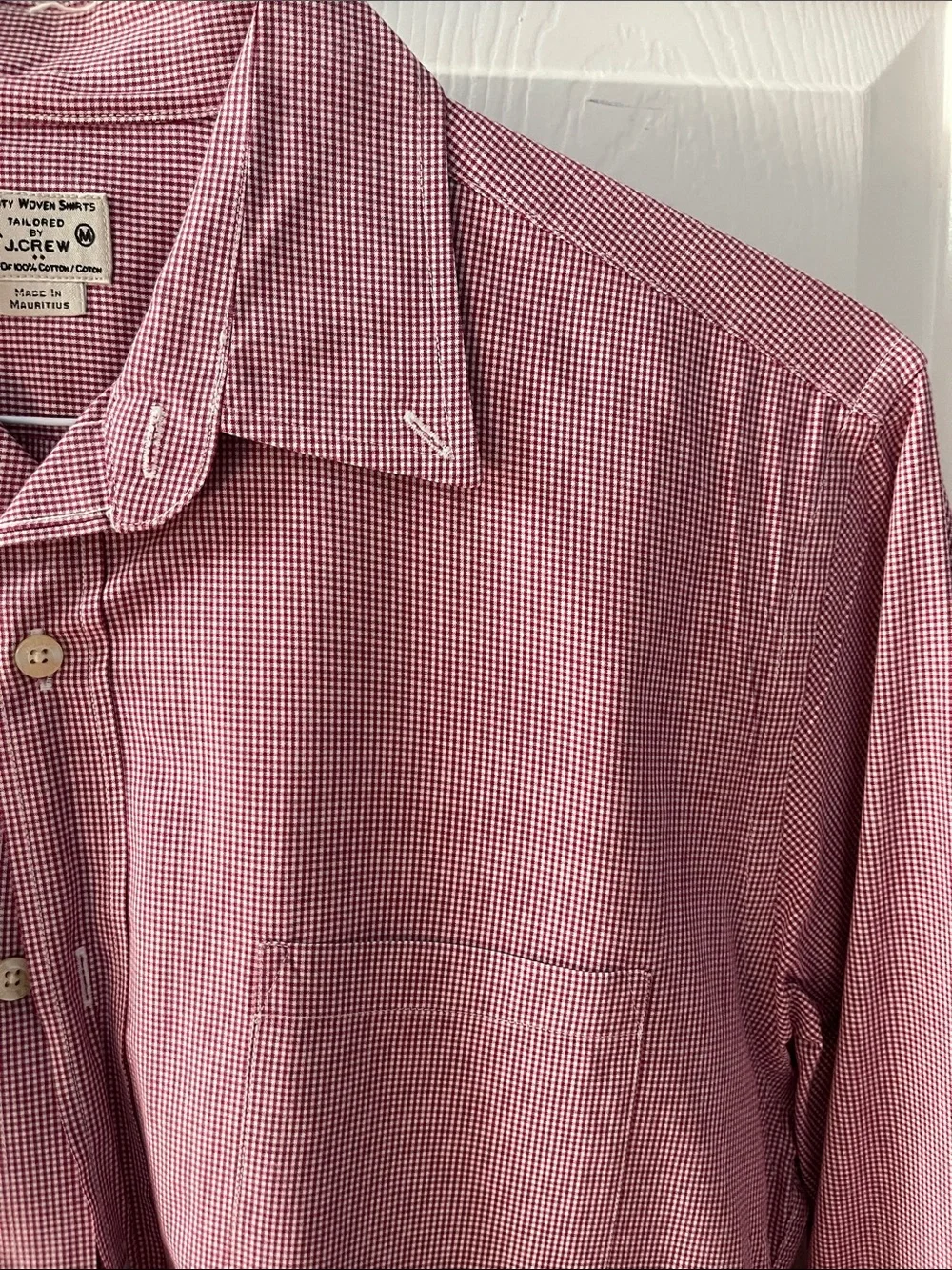 J. Crew Men's Long-Sleeve Button-Up Shirt in Wine Micro-Check